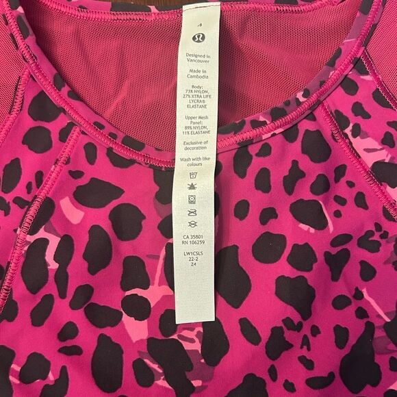 🍋NWT lululemon Sculpt Tank- Cheetah Camo Magenta Purple Multi/ Size 4 - Picture 8 of 13